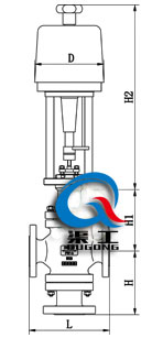 電動(dòng)三通調(diào)節(jié)閥配PSL執(zhí)行器外形尺寸圖